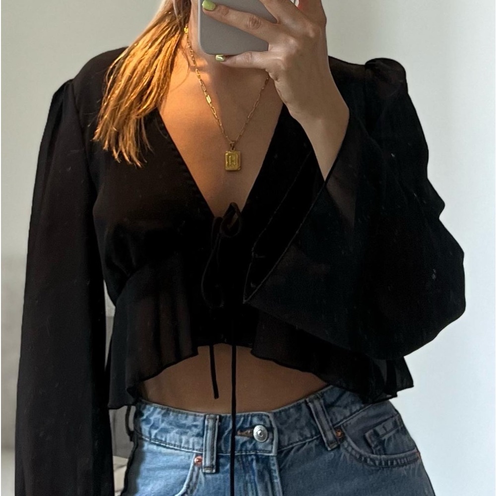 black silky top